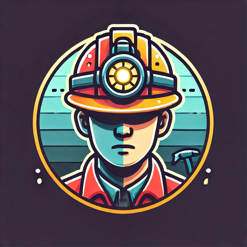 Icono fotorealista de un casco de minero con linterna, representando trabajos de minería en Canadá.